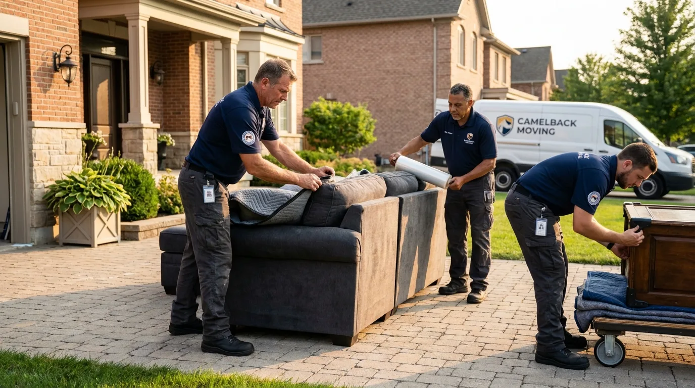 Large estate moving crew wrapping furniture in Morgantown, WV