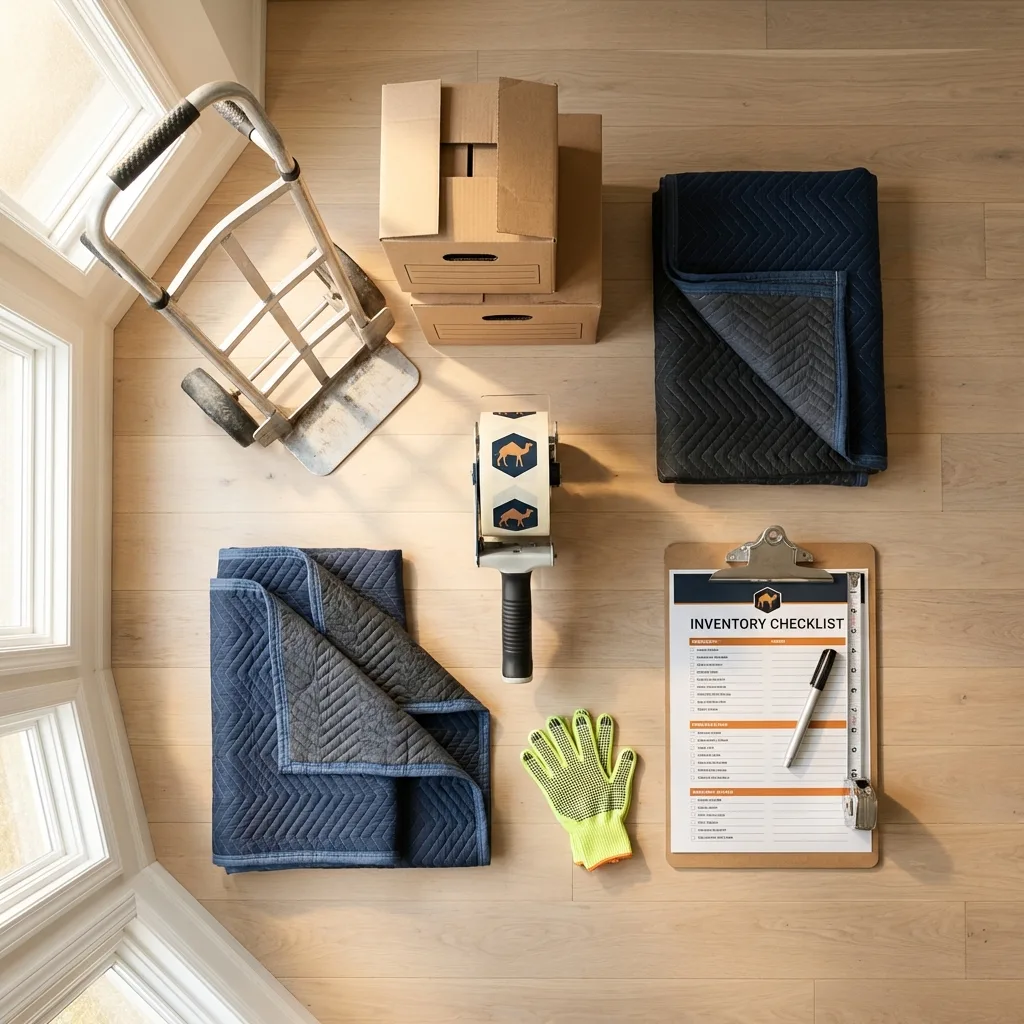 Professional moving supplies and packing materials layout for Morgantown residential relocations