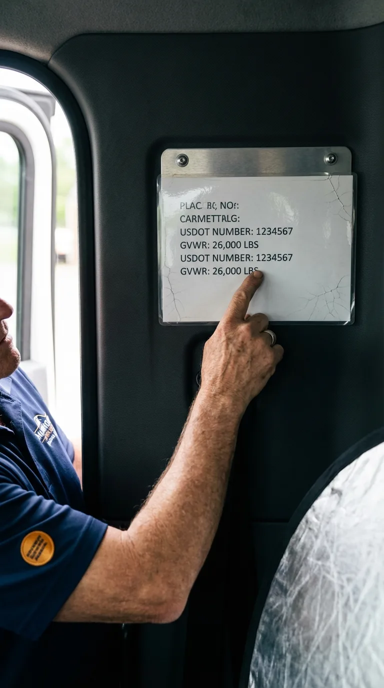 USDOT licensing placard verification in Morgantown